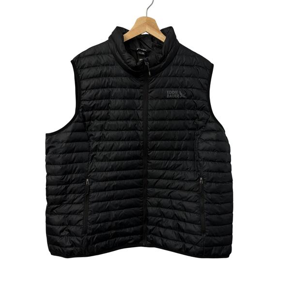 Eddie Bauer Down Vest Womens XXL Black EB650 Full Zip Pockets Puffer - Picture 1 of 9